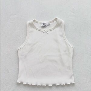 Princess Polly White Ribbed Top with Bow Detail